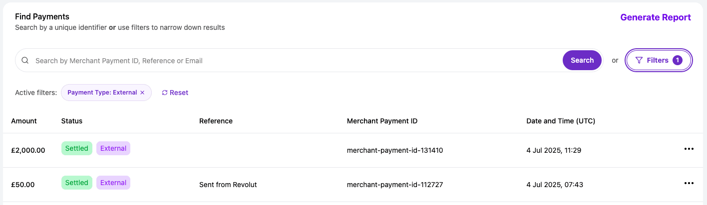 External Payments